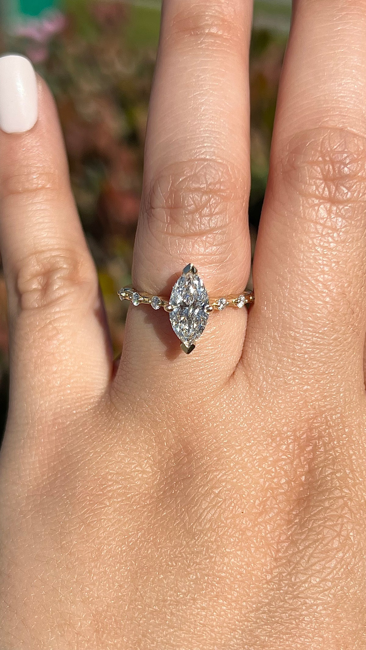 Belle 1.39ct E-VS1 Marquise Cut Lab Grown Diamond Engagement Ring 14K Gold