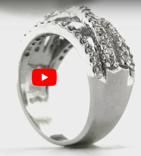 Wide Diamond Anniversary Band 0.99 ct tw Round-cut 14K White Gold BAN030 - NorthandSouthJewelry