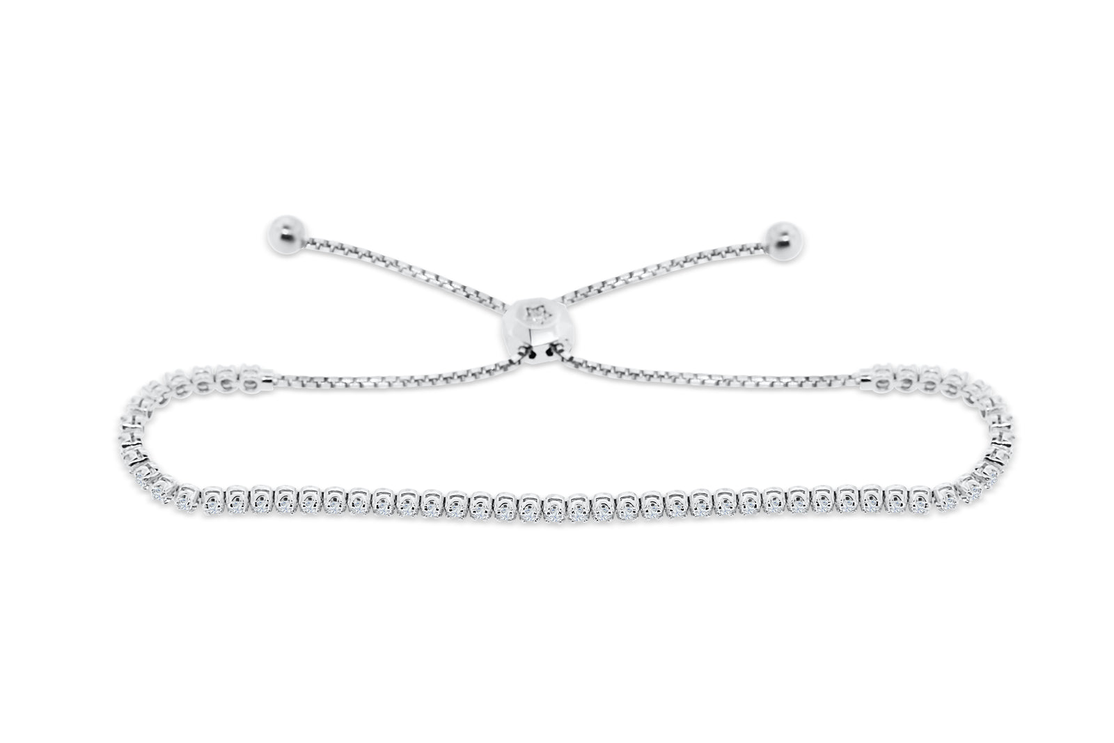 0.85 CT TW Bolo Adjustable Diamond Bracelet 14K White Gold DBR001 - NorthandSouthJewelry
