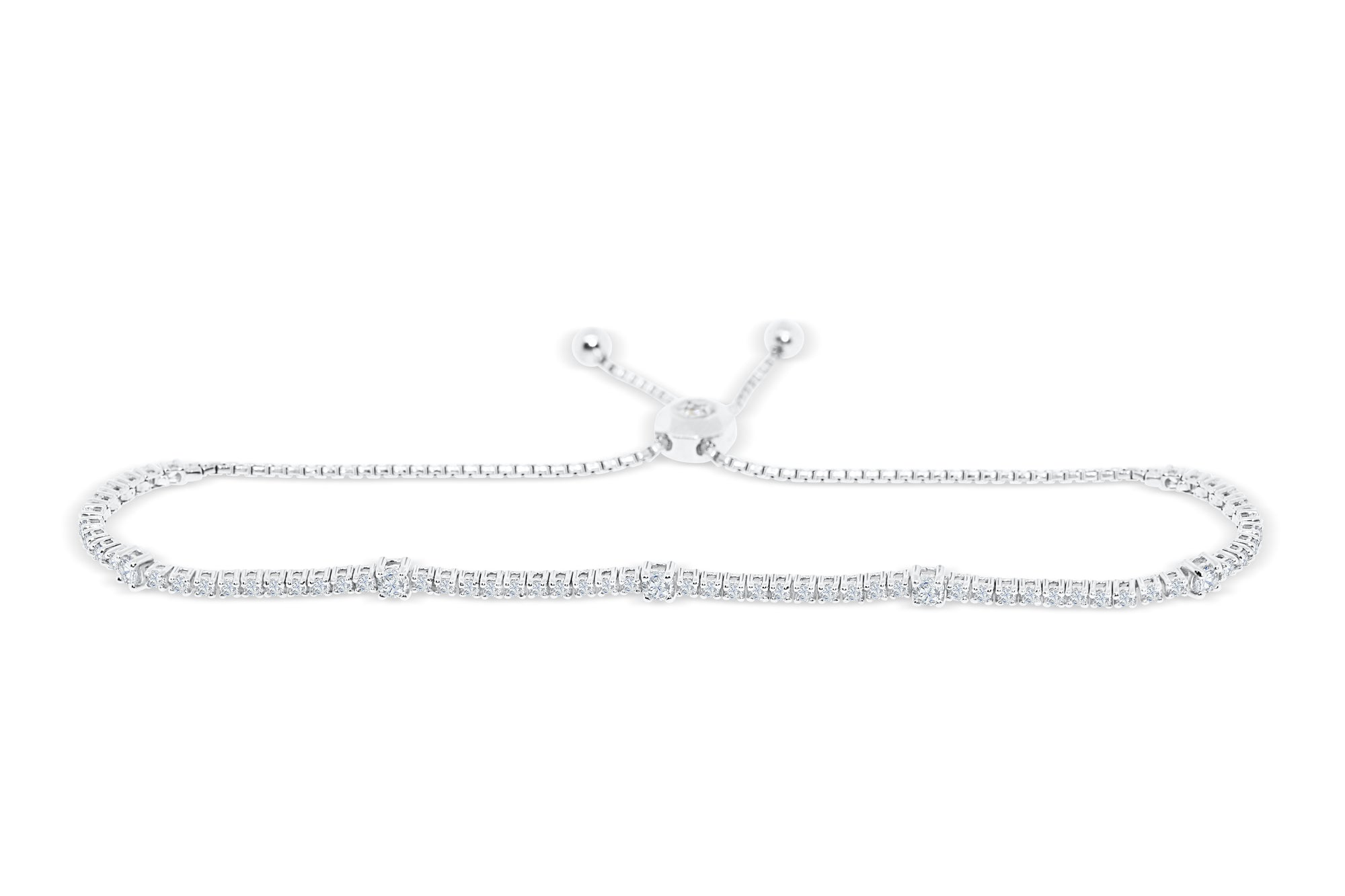 1.30 CT TW Bolo Adjustable Diamond Bracelet 14K White Gold DBR002 - NorthandSouthJewelry