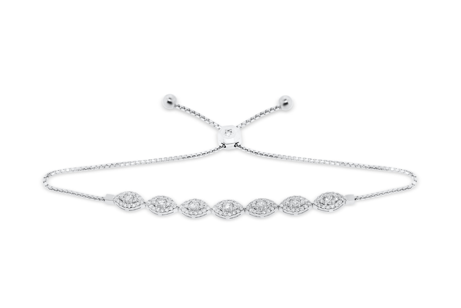 1.57 CT TW Bolo Adjustable Diamond Bracelet 14K White Gold DBR003 - NorthandSouthJewelry
