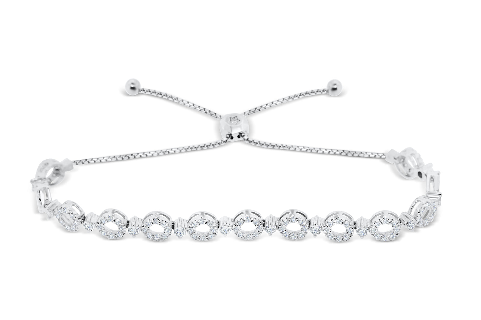1.98 CT TW Bolo Adjustable Diamond Bracelet 14K White Gold DBR005 - NorthandSouthJewelry