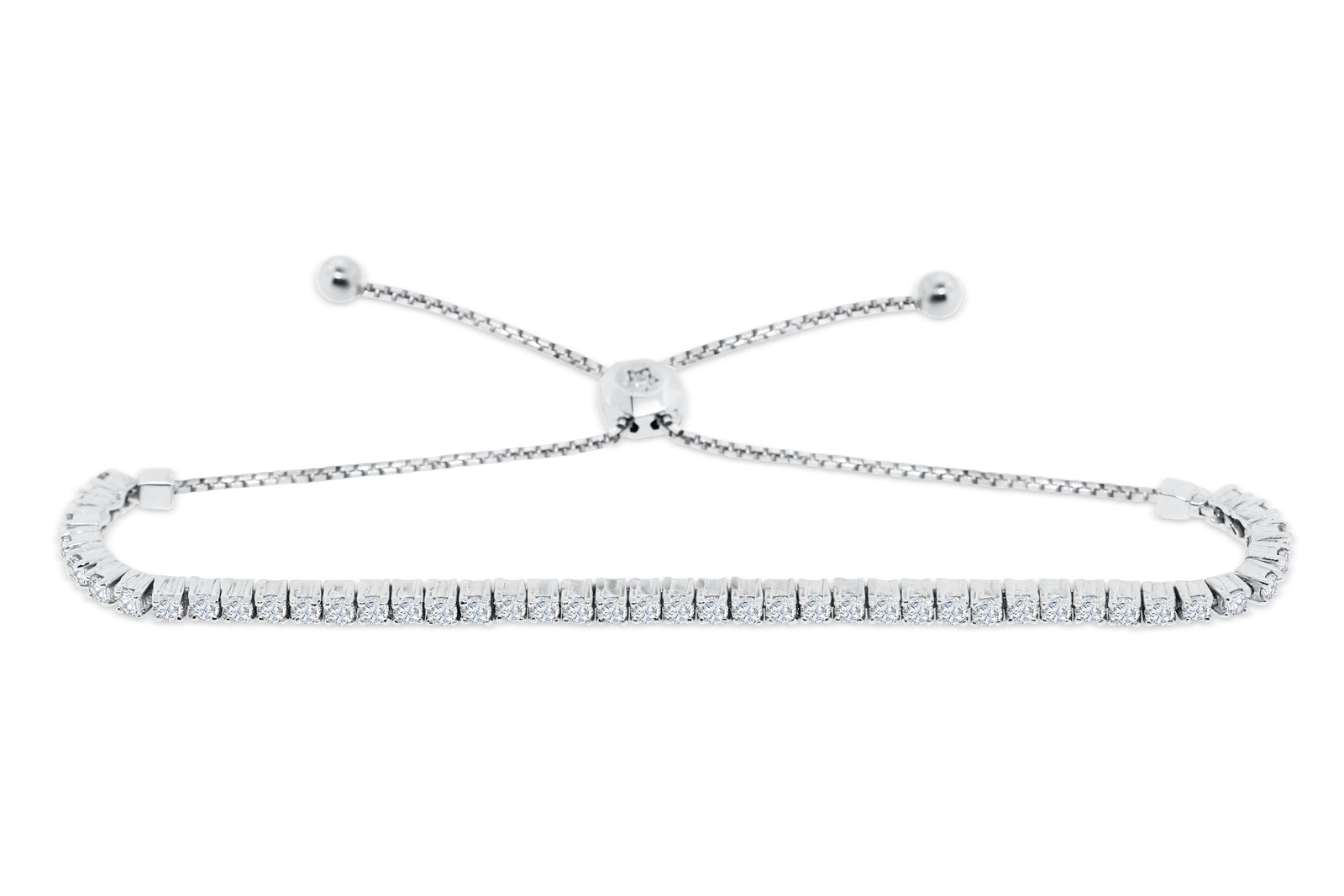 1.41 CT TW Bolo Adjustable Diamond Bracelet 14K White Gold DBR006 - NorthandSouthJewelry