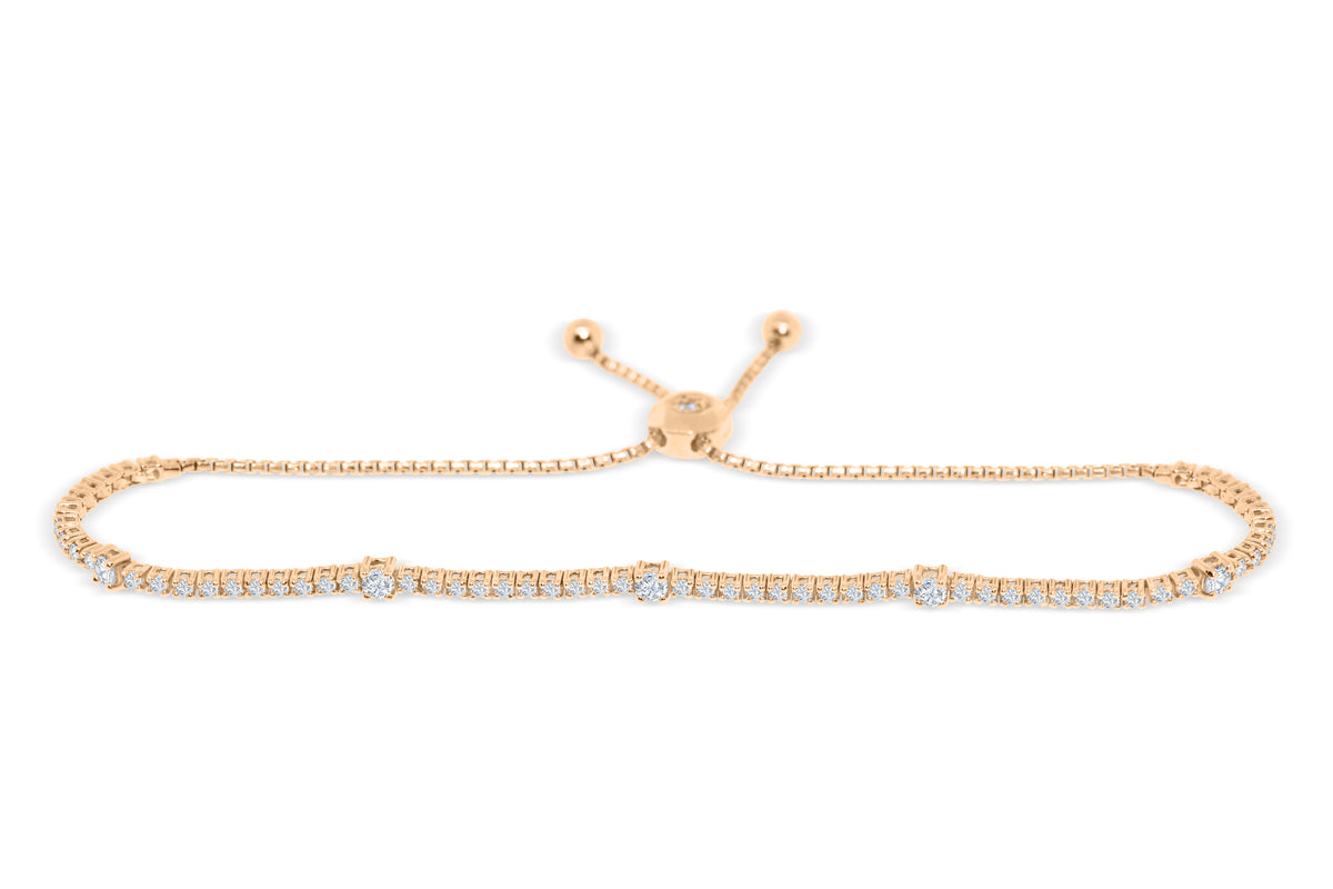 1.25 CT TW Bolo Adjustable Diamond Bracelet 14K Rose Gold DBR007 - NorthandSouthJewelry