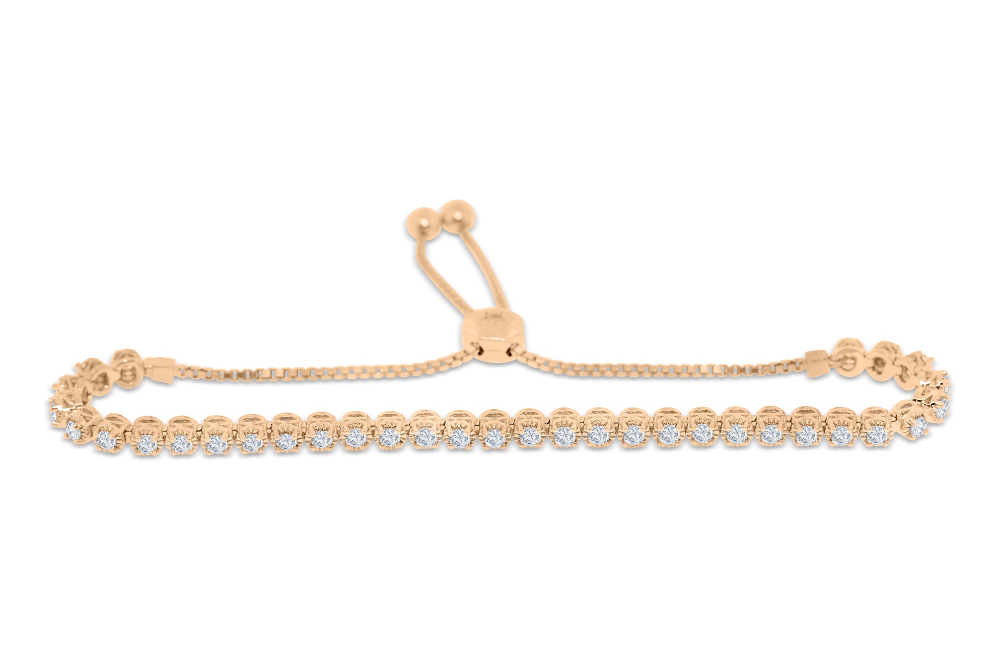 Buy Dainty Tennis Rose Gold Plated Sterling Silver Pull Chain Bracelet by  Mannash™ Jewellery