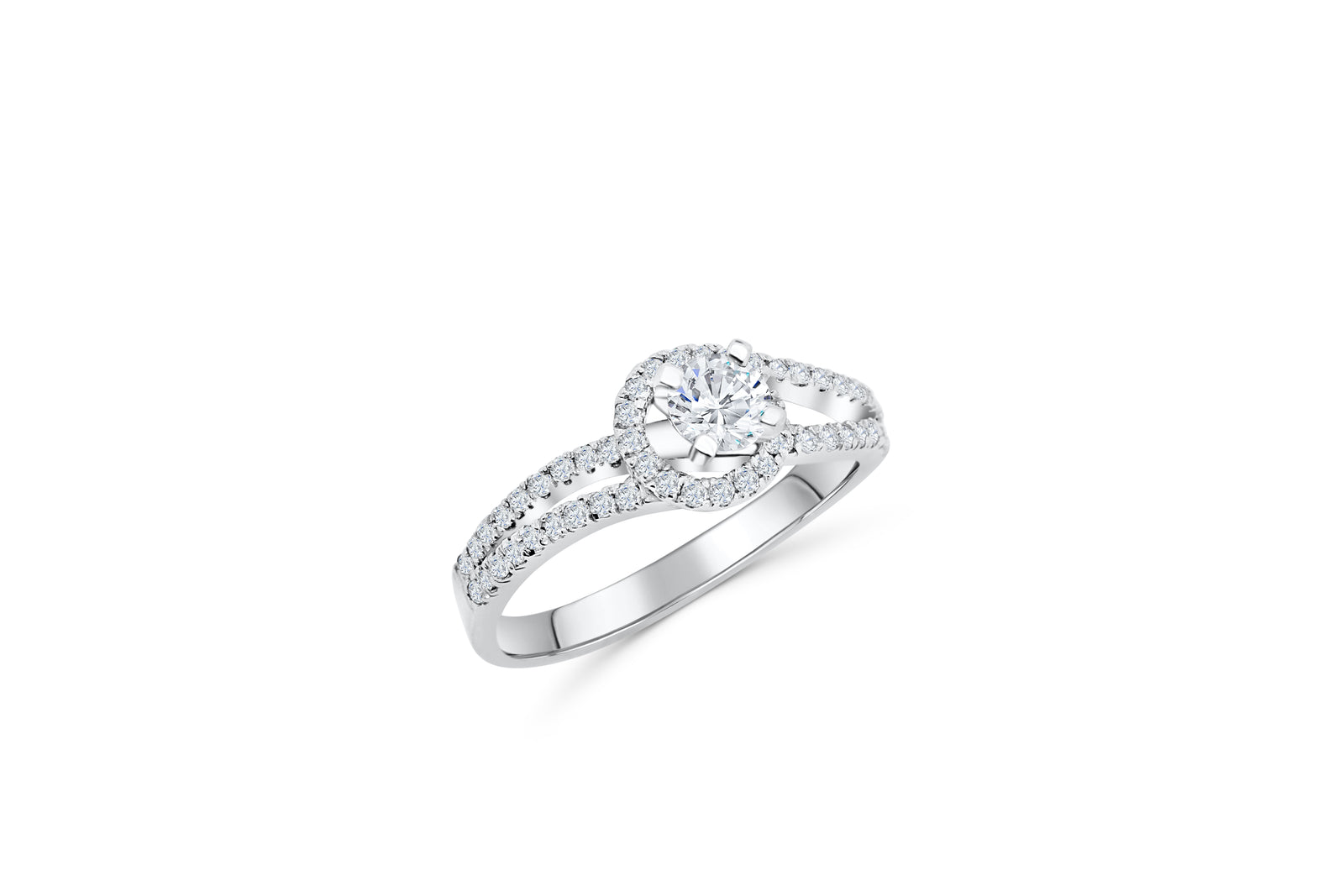V Split Diamond Engagement Ring 1.09 ct tw 14K White Gold DENG001 - NorthandSouthJewelry
