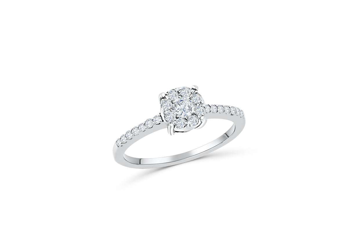Diamond Engagement Ring 0.42 ct tw 14K White Gold DENG006 - NorthandSouthJewelry