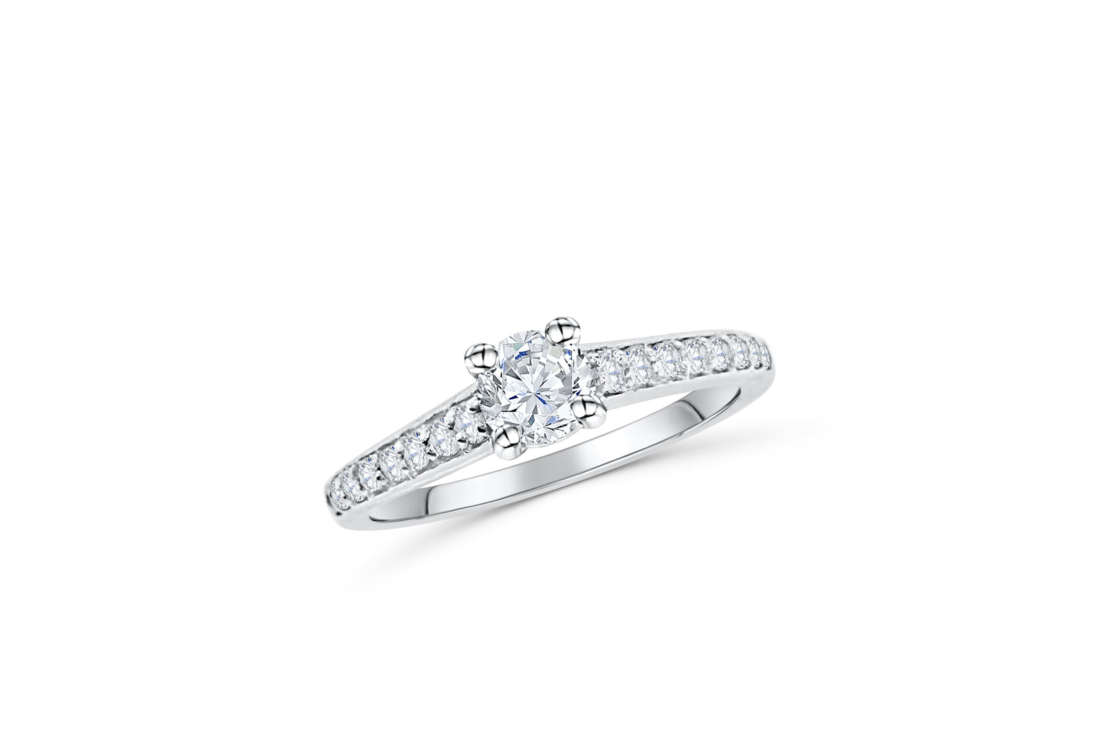 Pave Diamond Engagement Ring 1.01 ct tw 14K White Gold DENG007 - NorthandSouthJewelry