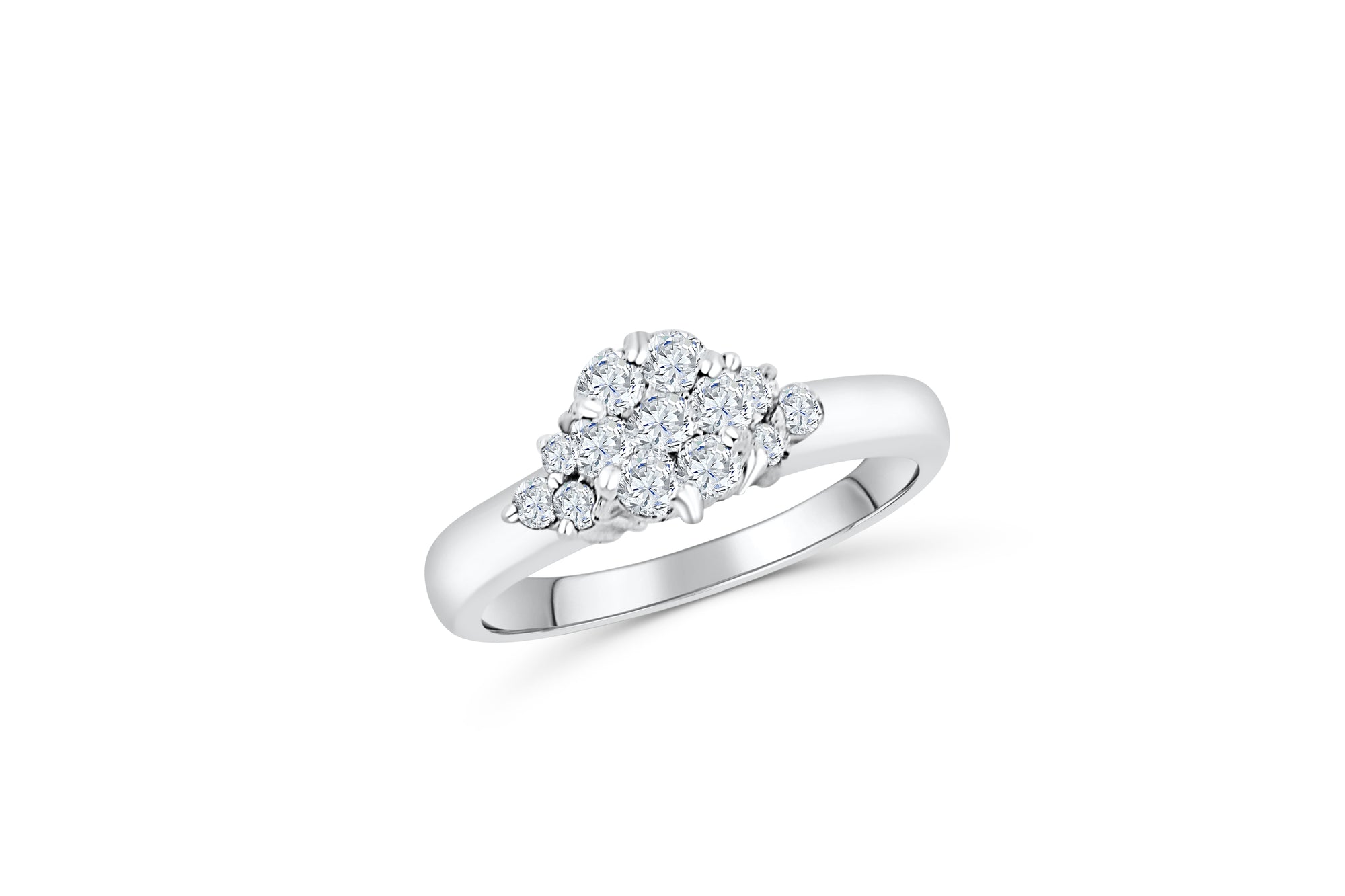 Invisible Cluster Diamond Engagement Ring 0.52 ct tw 14K White Gold DENG008 - NorthandSouthJewelry
