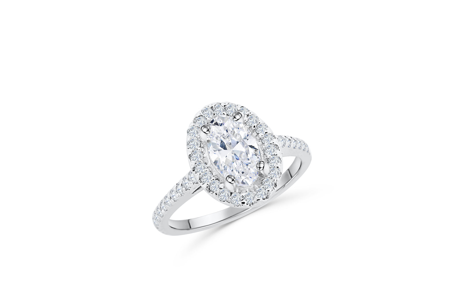 Oval Diamond Engagement Ring 2.48 ct tw 14K White Gold DENG018 - NorthandSouthJewelry
