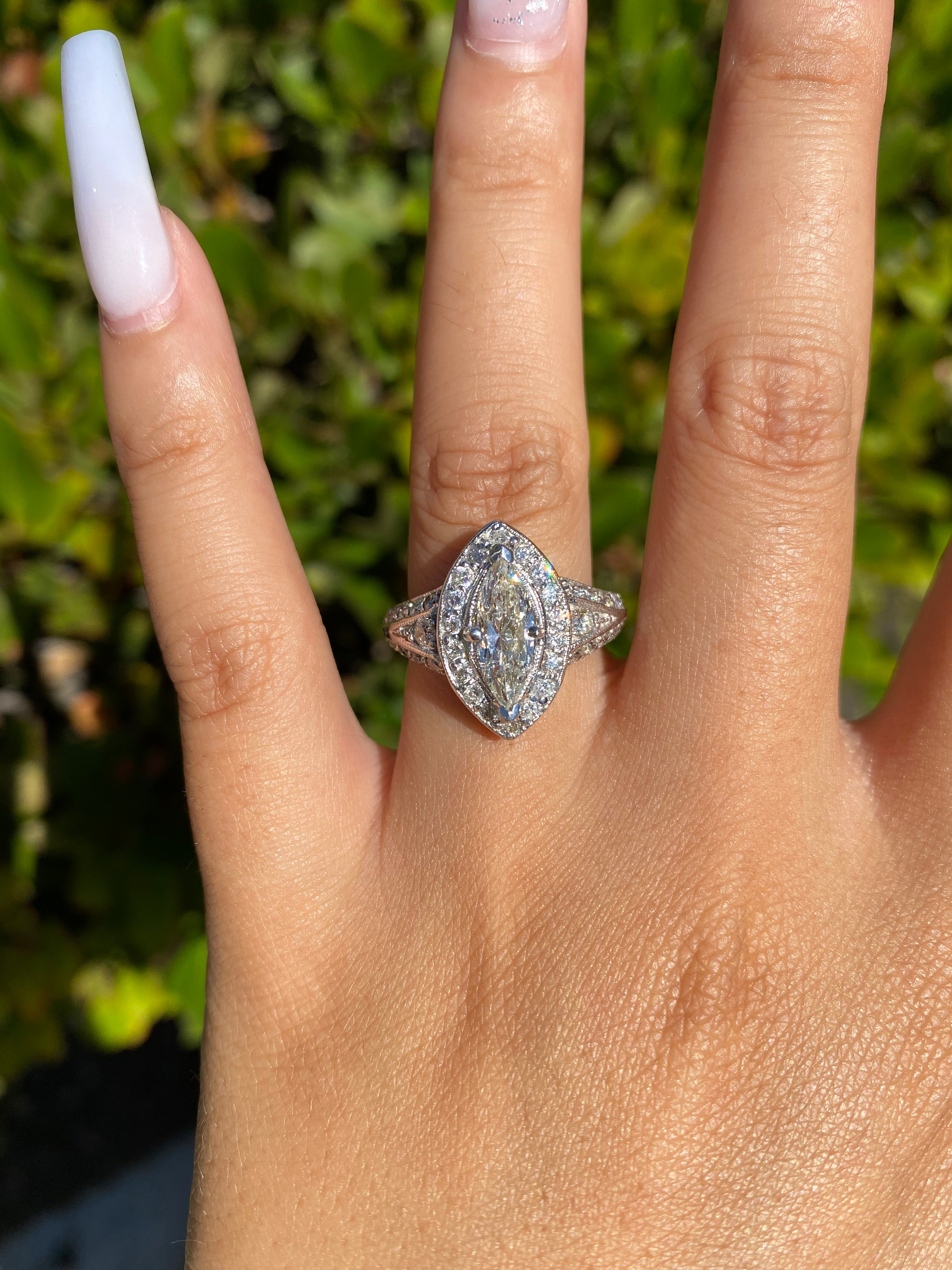 18k White Gold Cushion Cut Morganite Diamond Halo Engagement Ring Vint –  ASweetPear