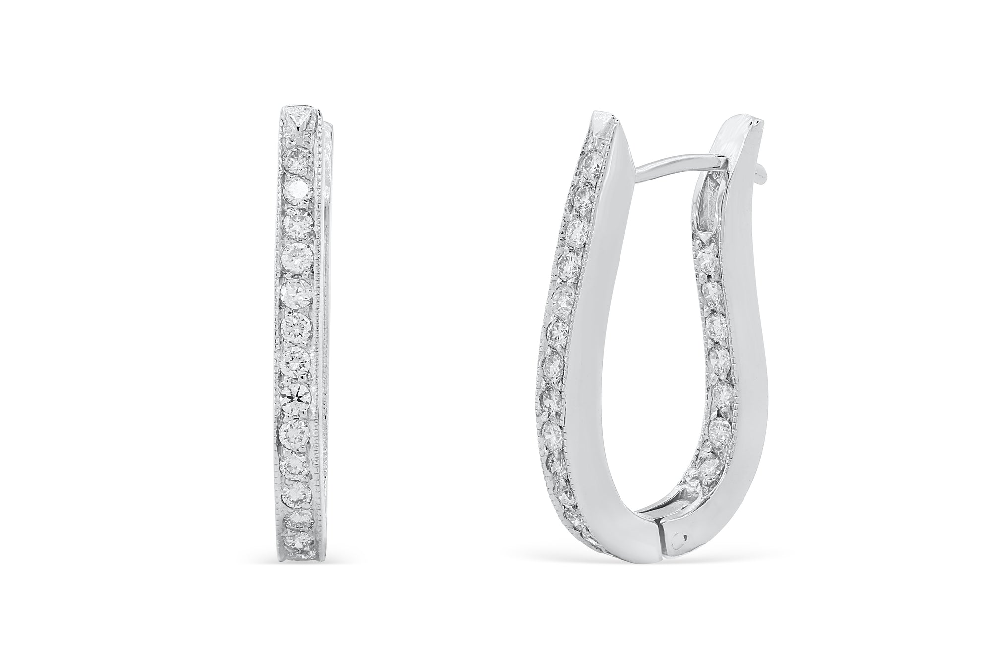 0.95 CT TW Round Diamond Hoop Earrings 14K White Gold DER001 - NorthandSouthJewelry