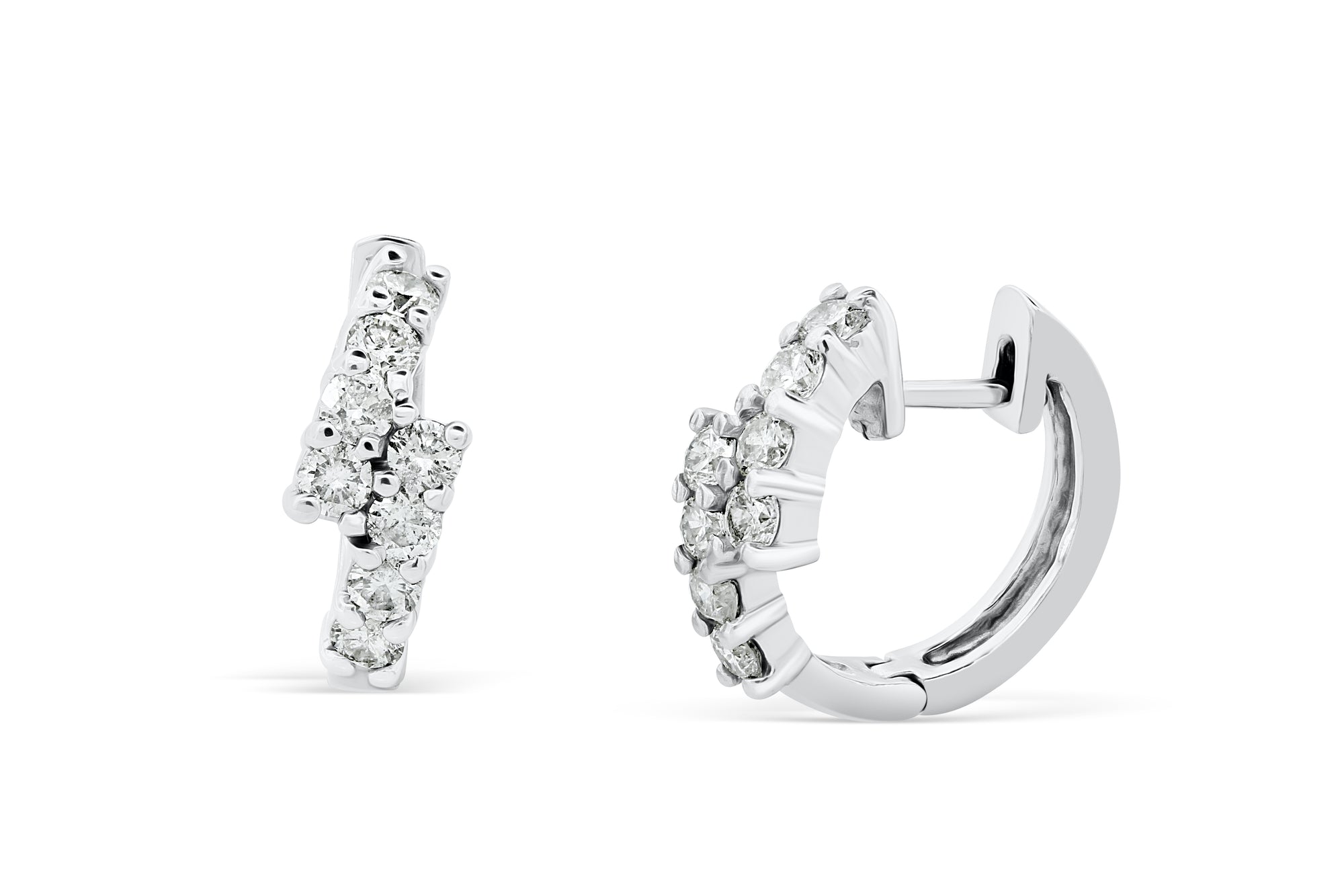 0.71 CT TW Round Diamond Hoop Earrings 14K White Gold DER003 - NorthandSouthJewelry