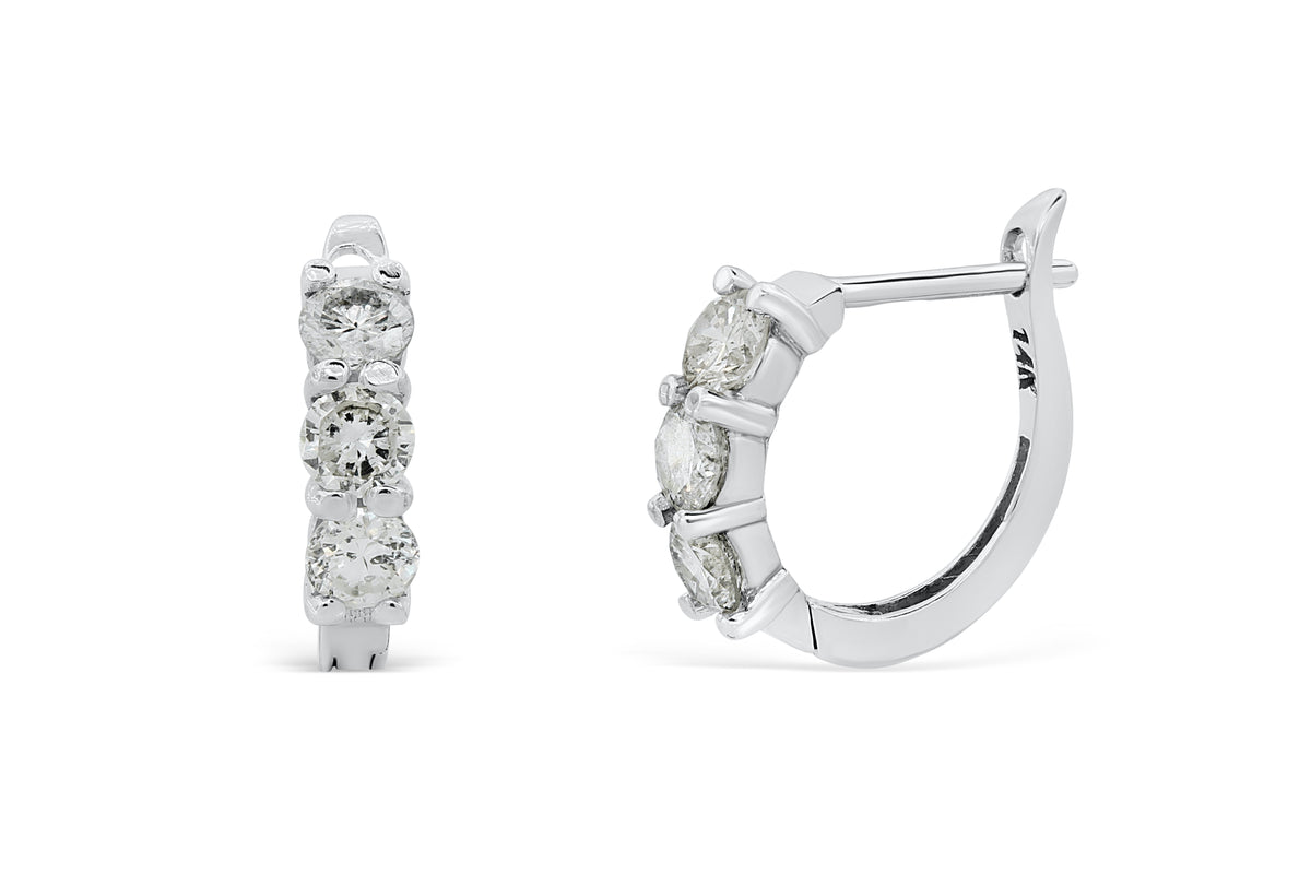 0.86 CT TW Round Diamond Hoop Earrings 14K White Gold DER005 - NorthandSouthJewelry