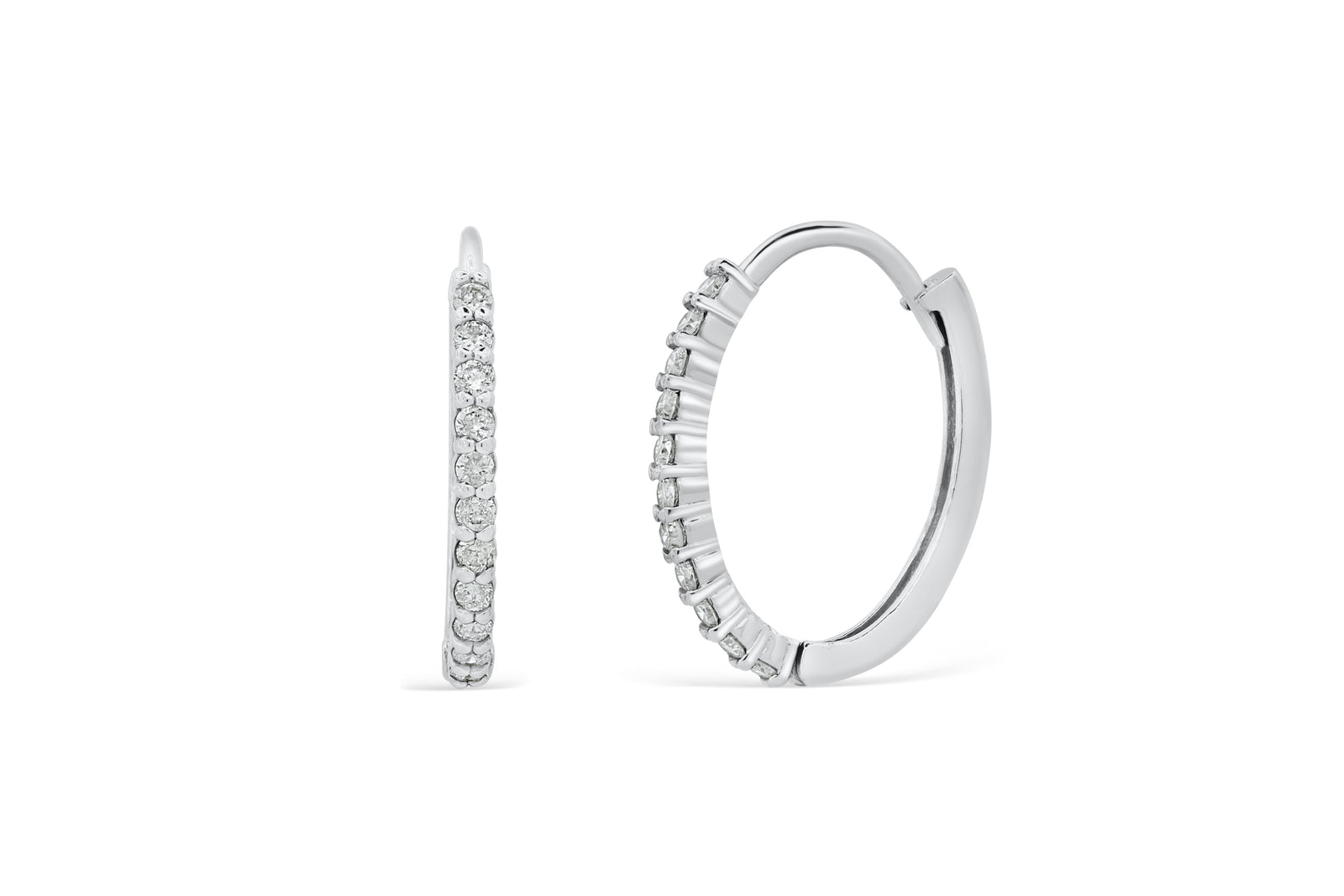 0.22 CT TW Round Diamond Hoop Earrings 14K White Gold DER006 - NorthandSouthJewelry