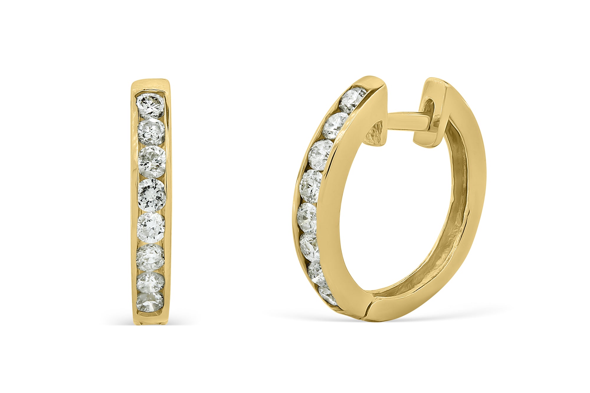 0.41 CT TW Round Diamond Hoop Earrings 14K Yellow Gold DER007 - NorthandSouthJewelry