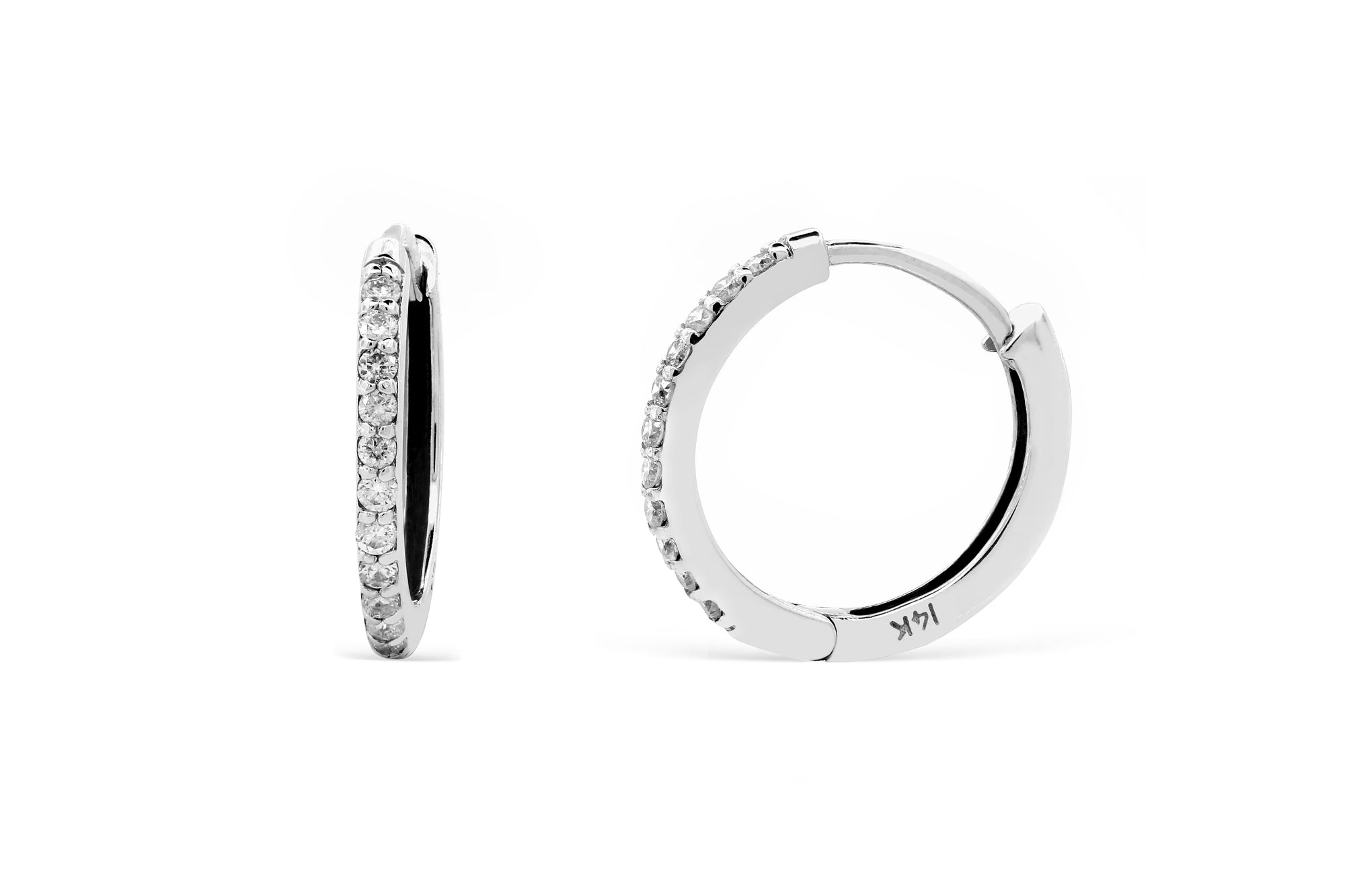 0.24 CT TW Round Diamond Hoop Earrings 14K White Gold DER011 - NorthandSouthJewelry