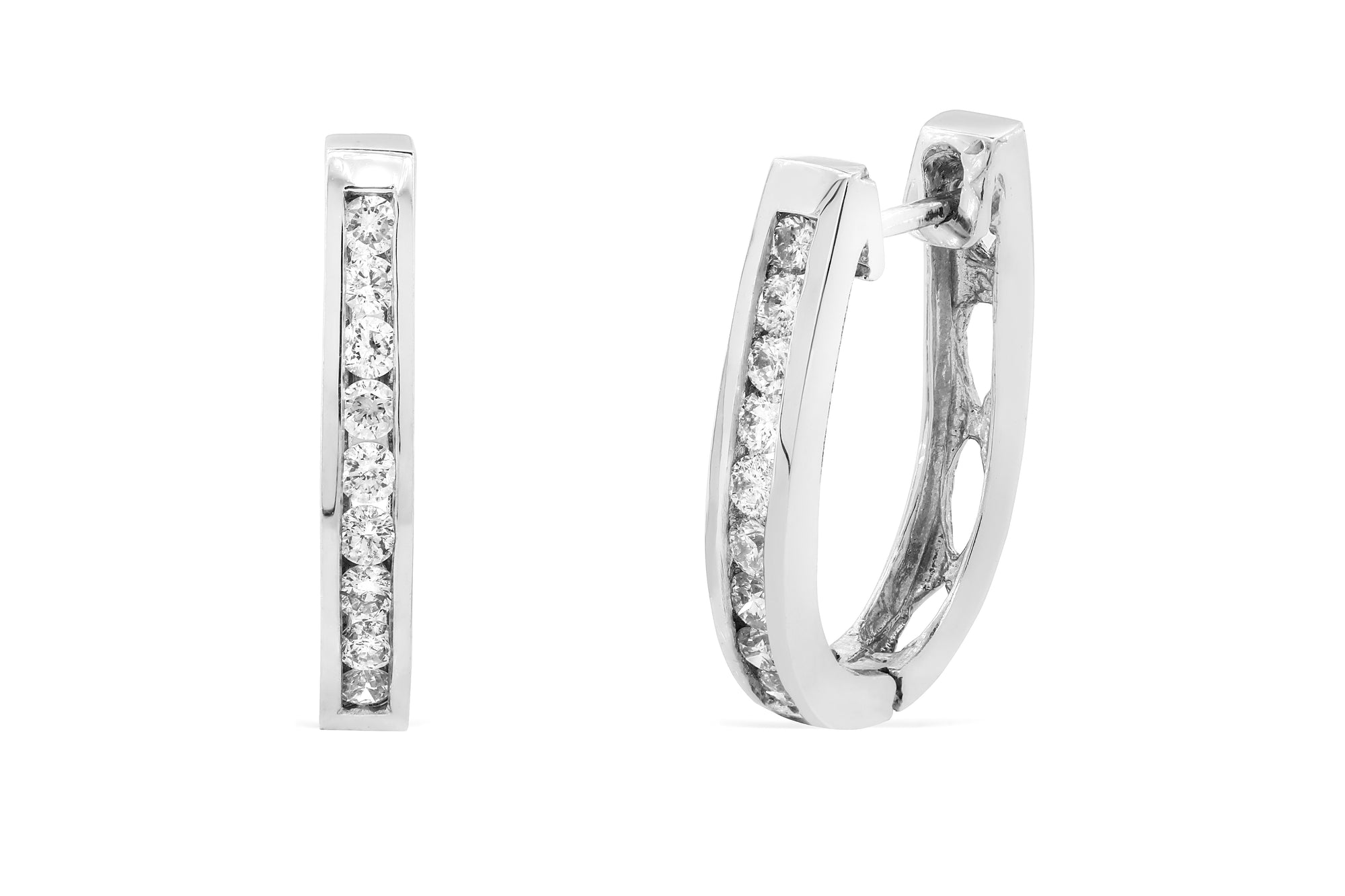 0.79 CT TW Round Diamond Hoop Earrings 14K White Gold DER014 - NorthandSouthJewelry