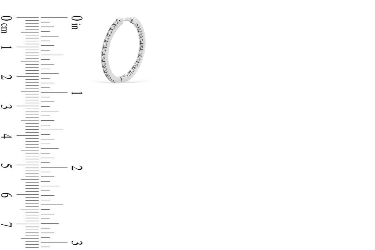 0.70 CT TW Round Diamond Hoop Earrings 14K White Gold DER015 - NorthandSouthJewelry