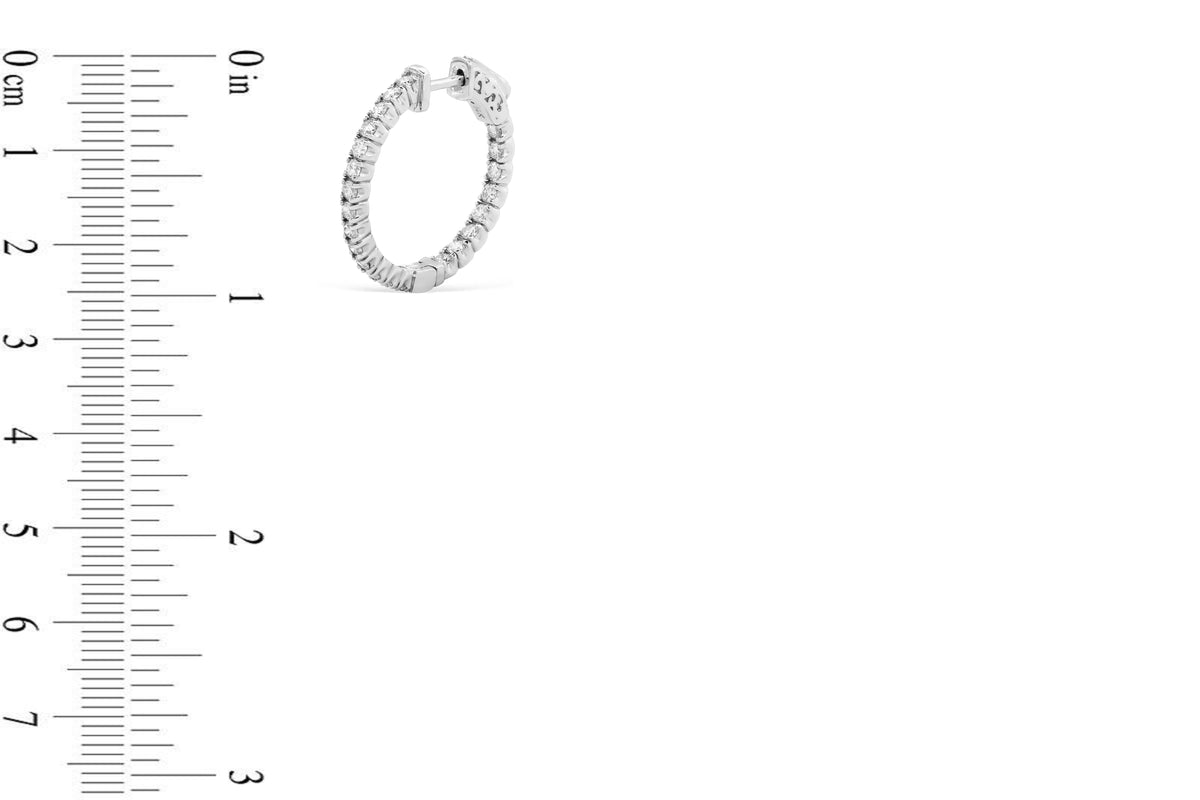 1.40 CT TW Round Diamond Hoop Earrings 14K White Gold DER016 - NorthandSouthJewelry