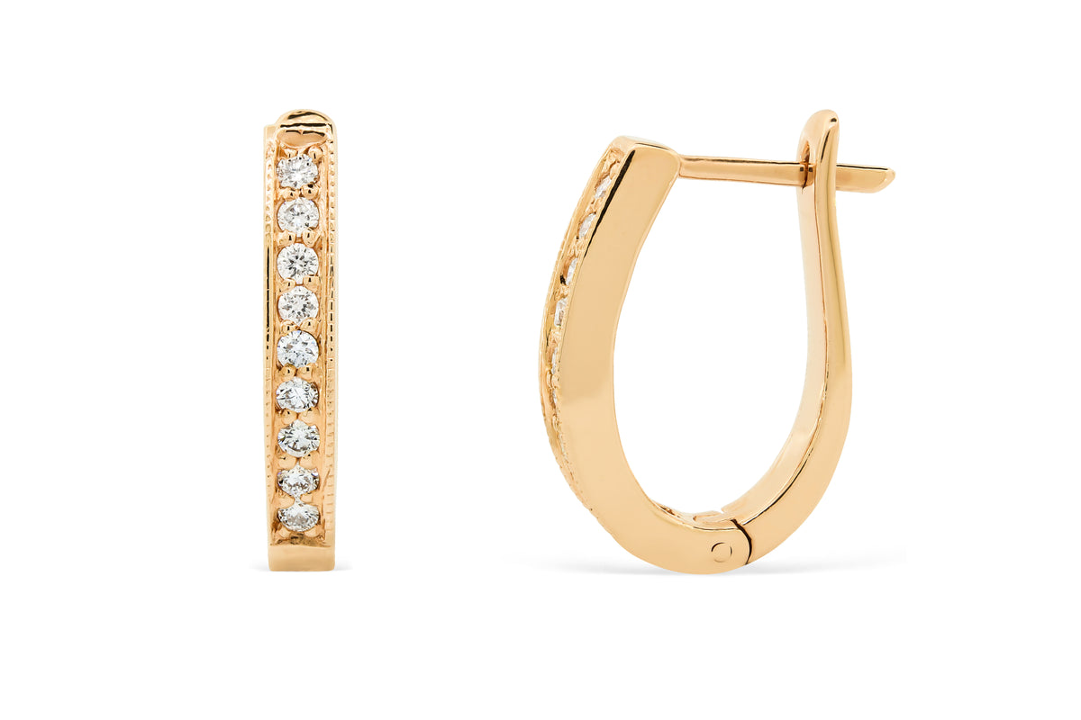 0.49 CT TW Round Diamond Hoop Earrings 14K Rose Gold DER017 - NorthandSouthJewelry