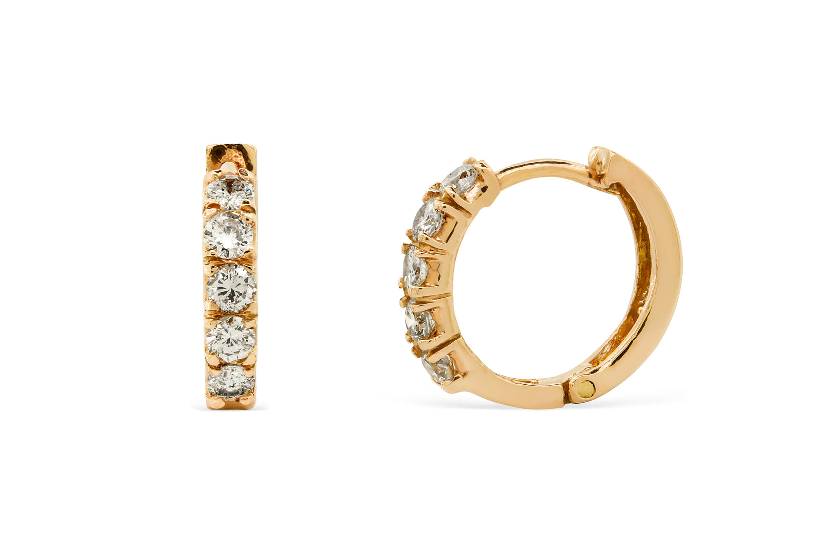 0.52 CT TW Round Diamond Hoop Earrings 14K Rose Gold DER019 - NorthandSouthJewelry