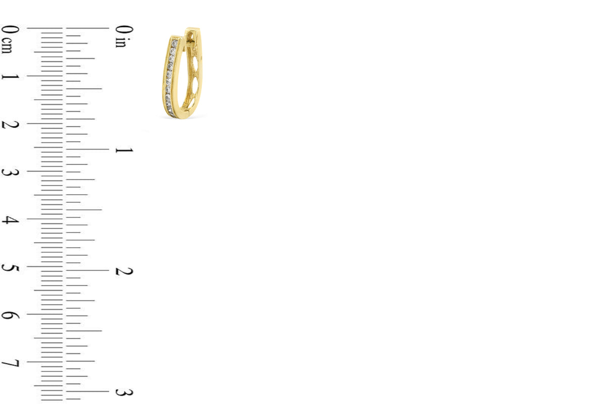 0.56 CT TW Round Diamond Hoop Earrings 14K Yellow Gold DER020 - NorthandSouthJewelry