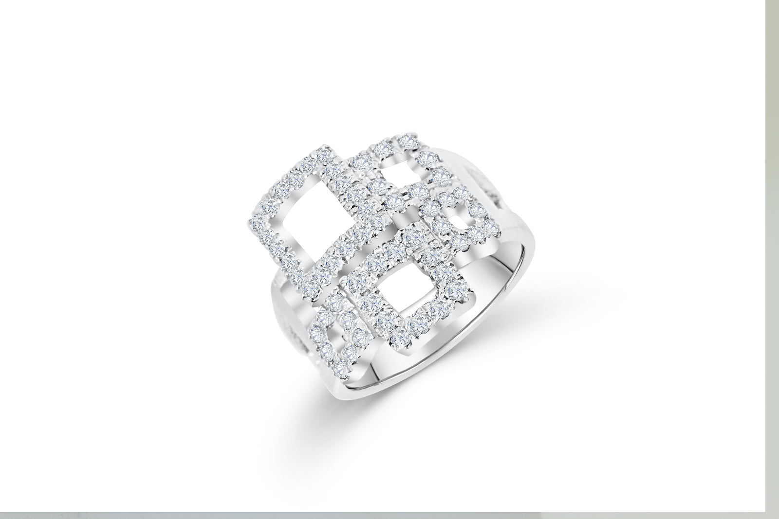 Quinate Equilateral Diamond Ring 0.84 ct tw Round-cut 14K White Gold DIR002 - NorthandSouthJewelry