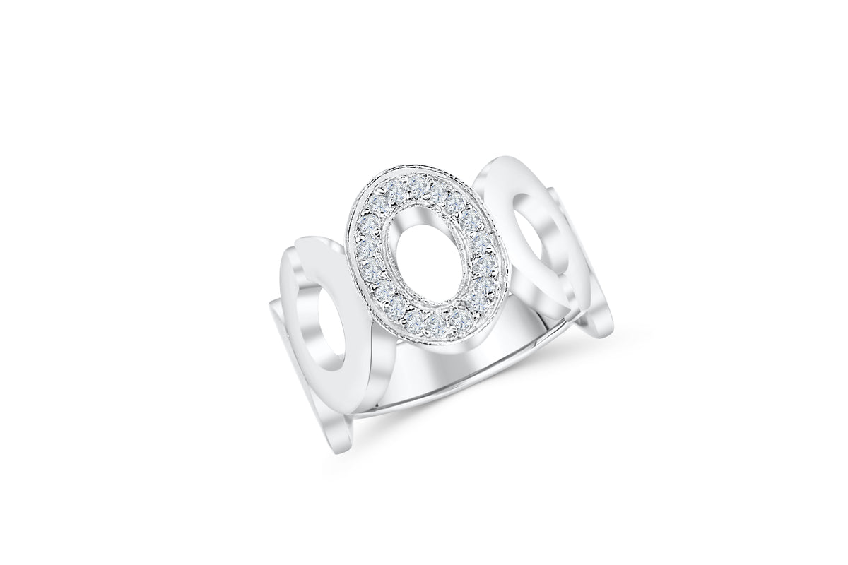 Circle Diamond Ring 0.21 ct tw Round-cut 14K White Gold DIR005 - NorthandSouthJewelry