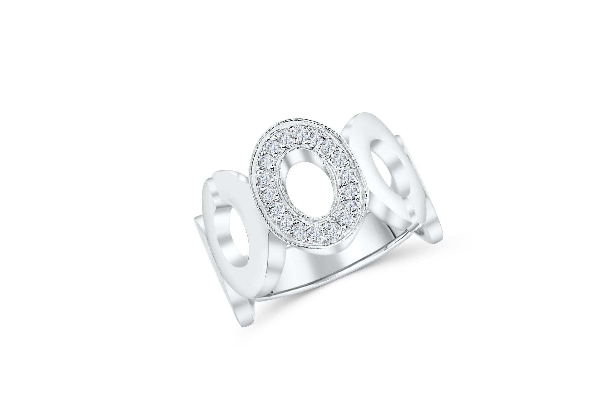 Circle Diamond Ring 0.21 ct tw Round-cut 14K White Gold DIR005 - NorthandSouthJewelry