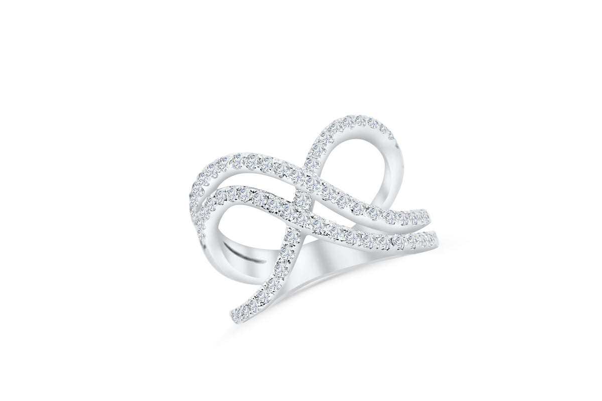 Interlocked Double Infinity Diamond Ring 0.83 ct tw Round-cut 14K White Gold DIR010 - NorthandSouthJewelry