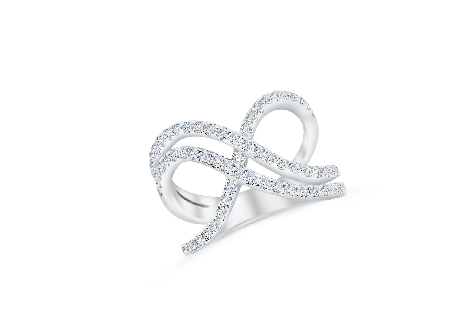 Interlocked Double Infinity Diamond Ring 0.83 ct tw Round-cut 14K White Gold DIR010 - NorthandSouthJewelry