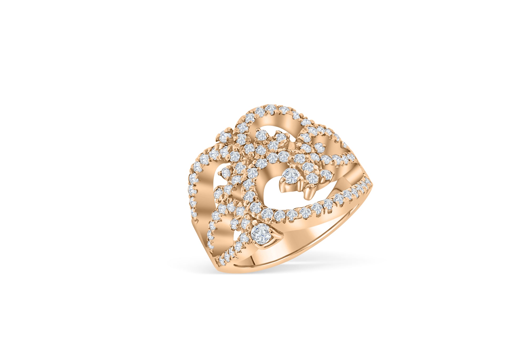 Clustered Diamond Ring 1.08 ct tw Round-cut 14K Rose Gold DIR016 - NorthandSouthJewelry
