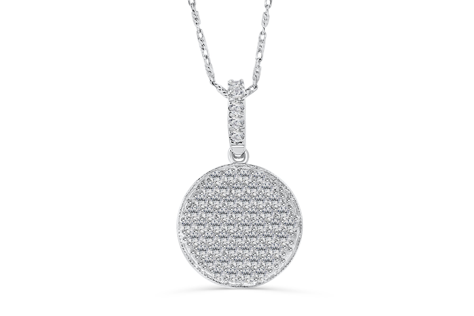 Pave Diamond Pendant 0.85 CT TW 14K White Gold DPEN001 - NorthandSouthJewelry