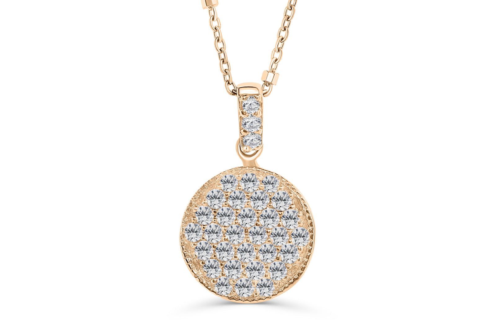 Pave Cluster Diamond Pendant 0.49 CT TW 14K Rose Gold DPEN002 - NorthandSouthJewelry