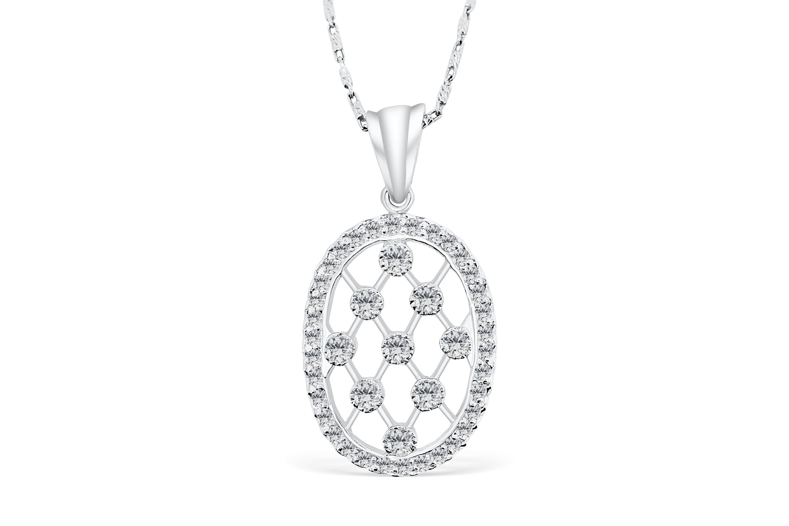 Racket Strings Diamond Pendant 0.70 CT TW 14K White Gold DPEN003 - NorthandSouthJewelry