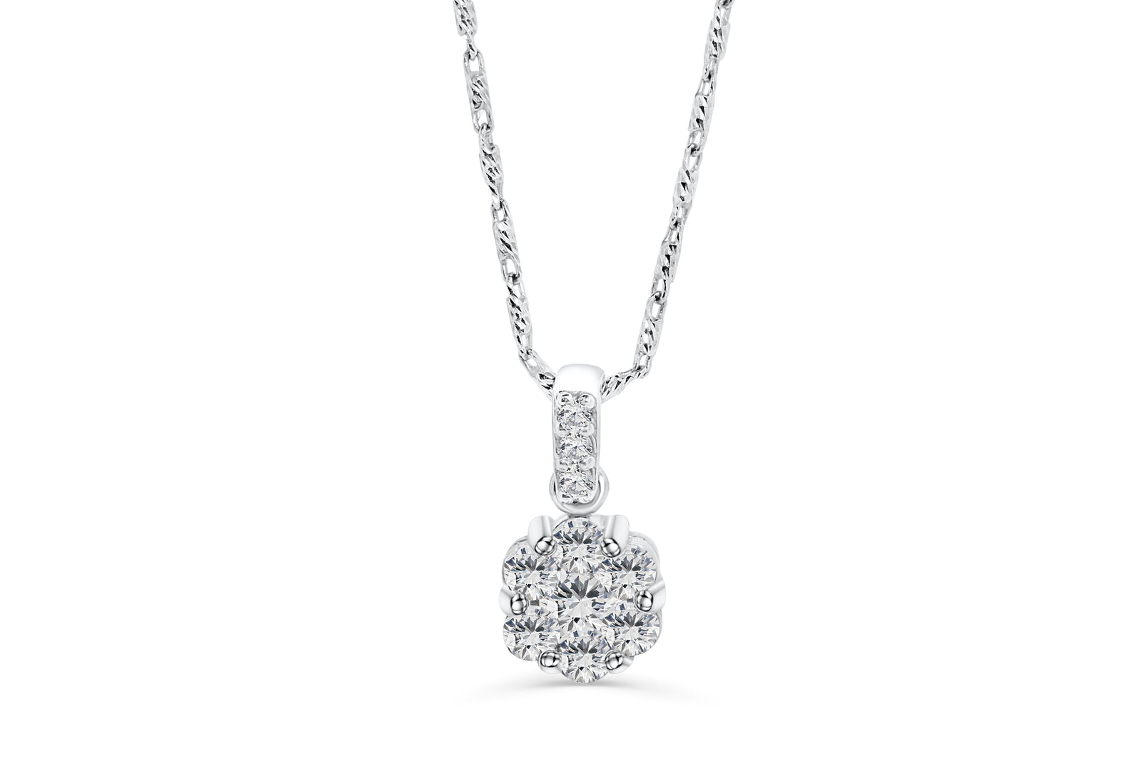 Cluster Diamond Pendant 0.46 CT TW 14K White Gold DPEN007 - NorthandSouthJewelry