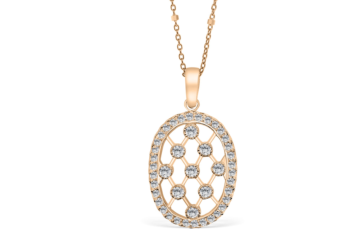 Racket String Diamond Pendant 0.58 CT TW 14K Rose Gold DPEN009 - NorthandSouthJewelry