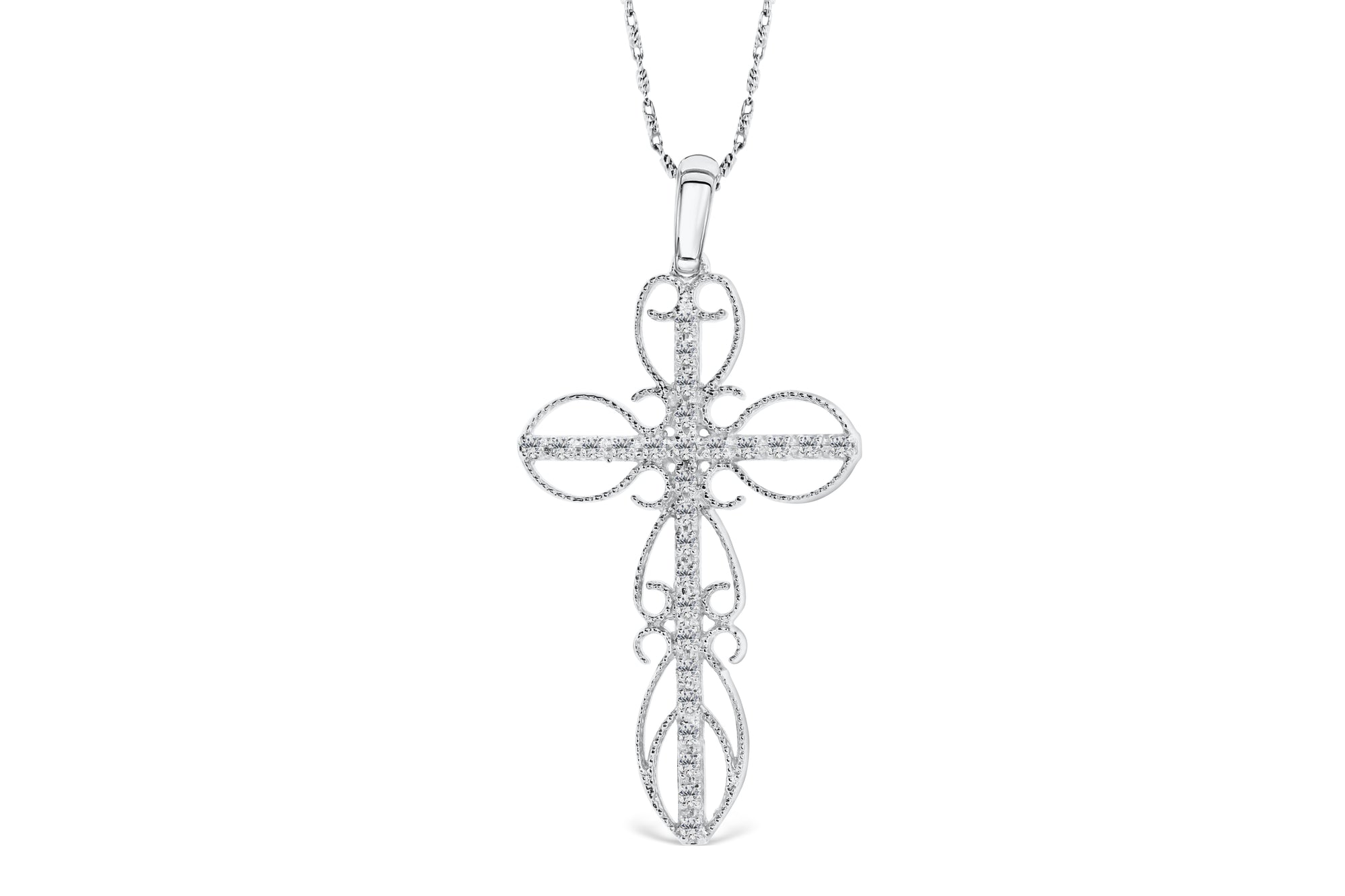 Enclosed Cross Diamond Pendant 0.34 CT TW 14K White Gold DPEN016 - NorthandSouthJewelry