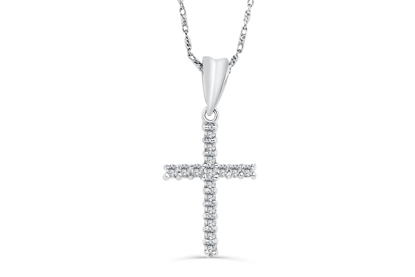 Diamond Cross Pendant 0.26 CT TW 14K White Gold DPEN017 - NorthandSouthJewelry