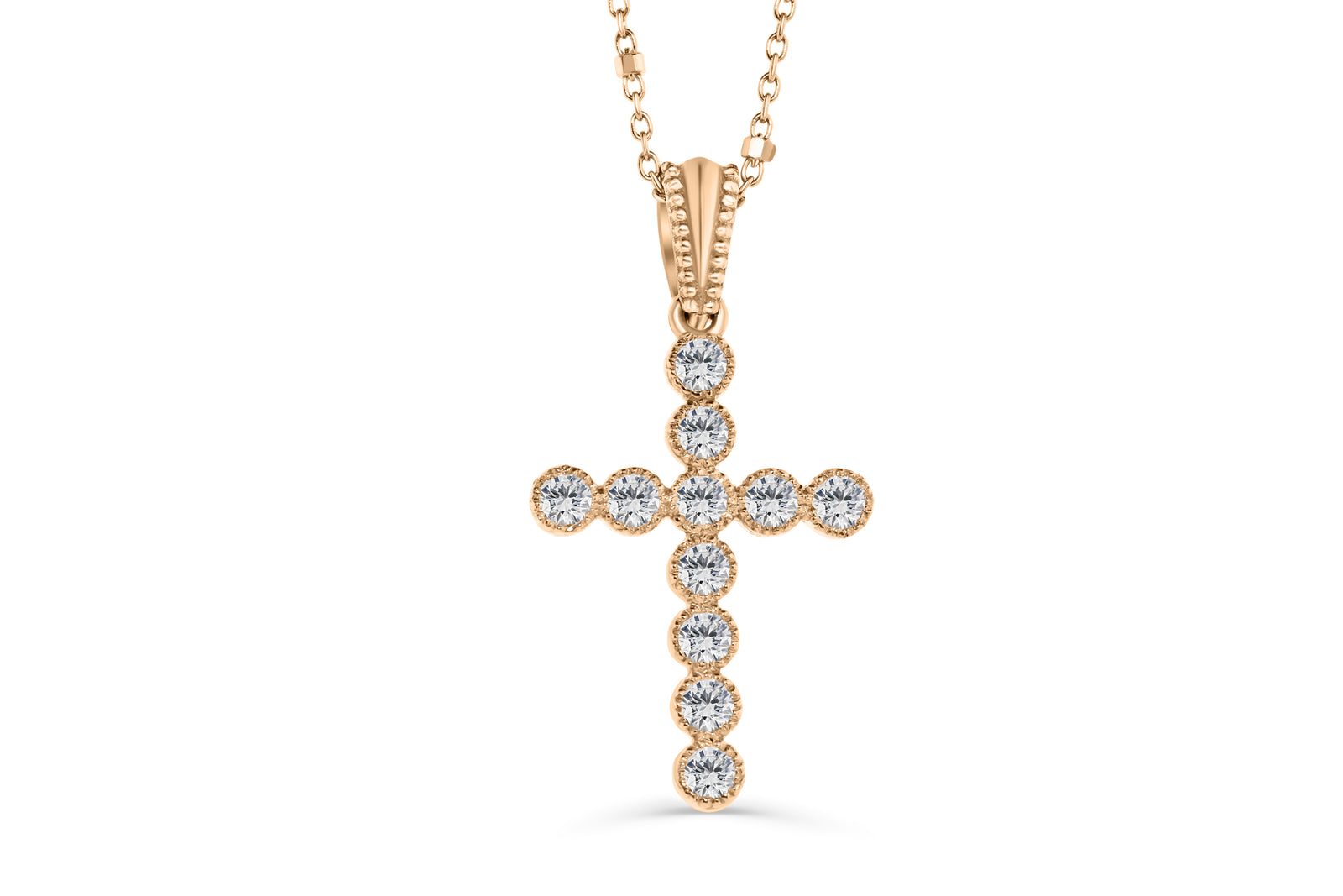 Diamond Cross Pendant 0.51 CT TW 14K Rose Gold DPEN020 - NorthandSouthJewelry