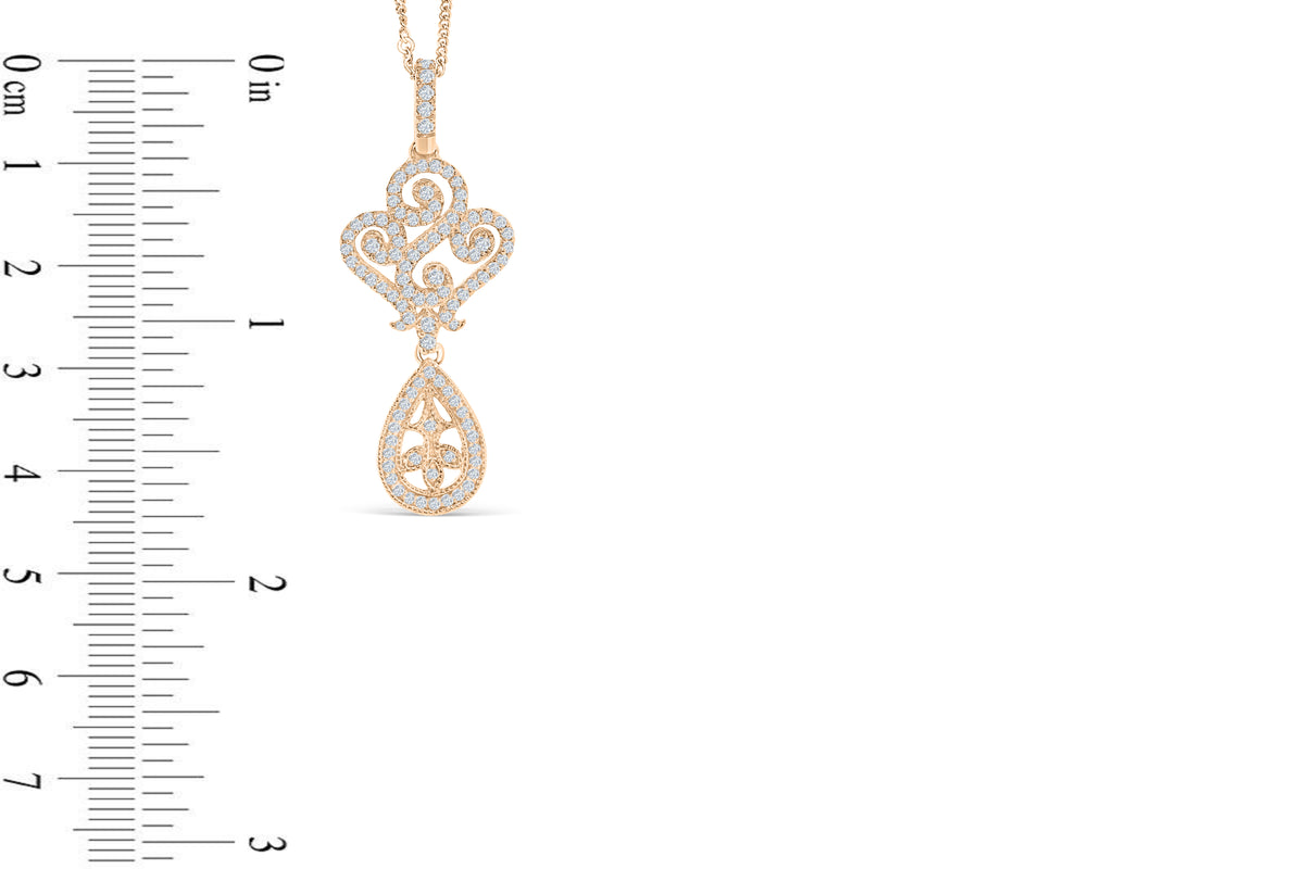 Diamond Pendant 0.92 CT TW 14K Rose Gold DPEN044 - NorthandSouthJewelry