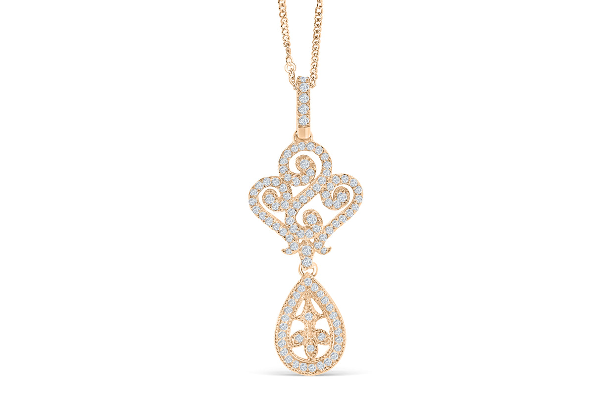 Diamond Pendant 0.92 CT TW 14K Rose Gold DPEN044 - NorthandSouthJewelry