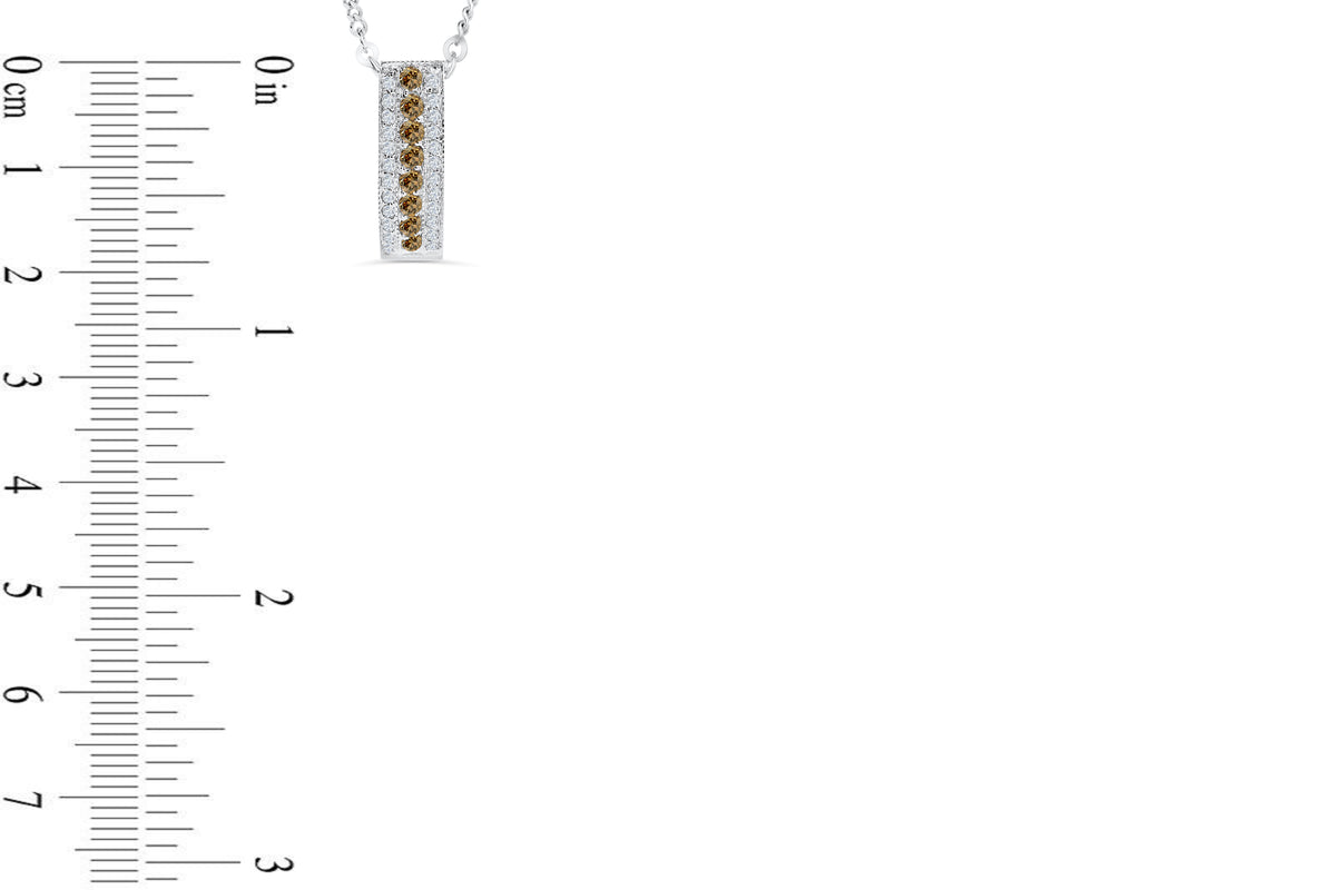 Vertical Bar Chocolate Diamond Pendant 0.64 CT TW 14K White Gold DPEN046 - NorthandSouthJewelry