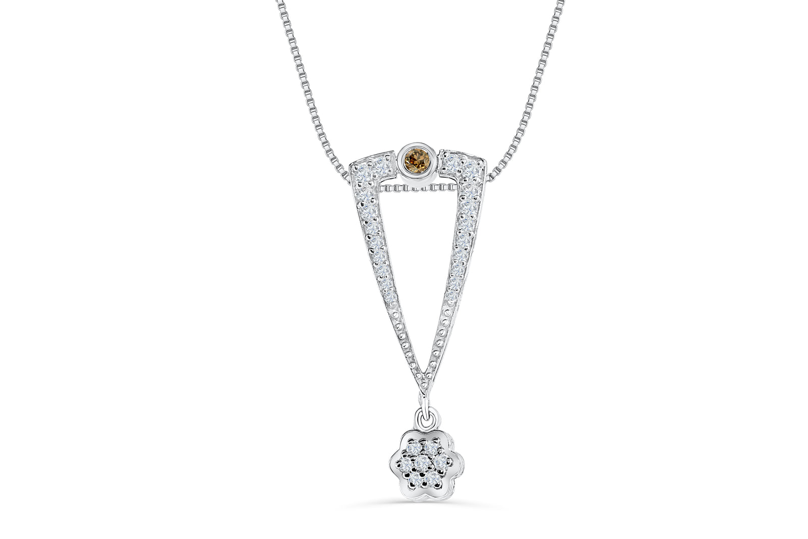Chocolate Diamond Pendant 0.47 CT TW 14K White Gold DPEN050 - NorthandSouthJewelry