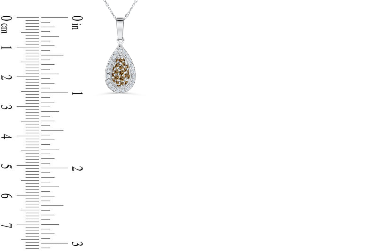 Halo Pave Chocolate Diamond Pendant 0.89 CT TW 14K White Gold DPEN051 - NorthandSouthJewelry