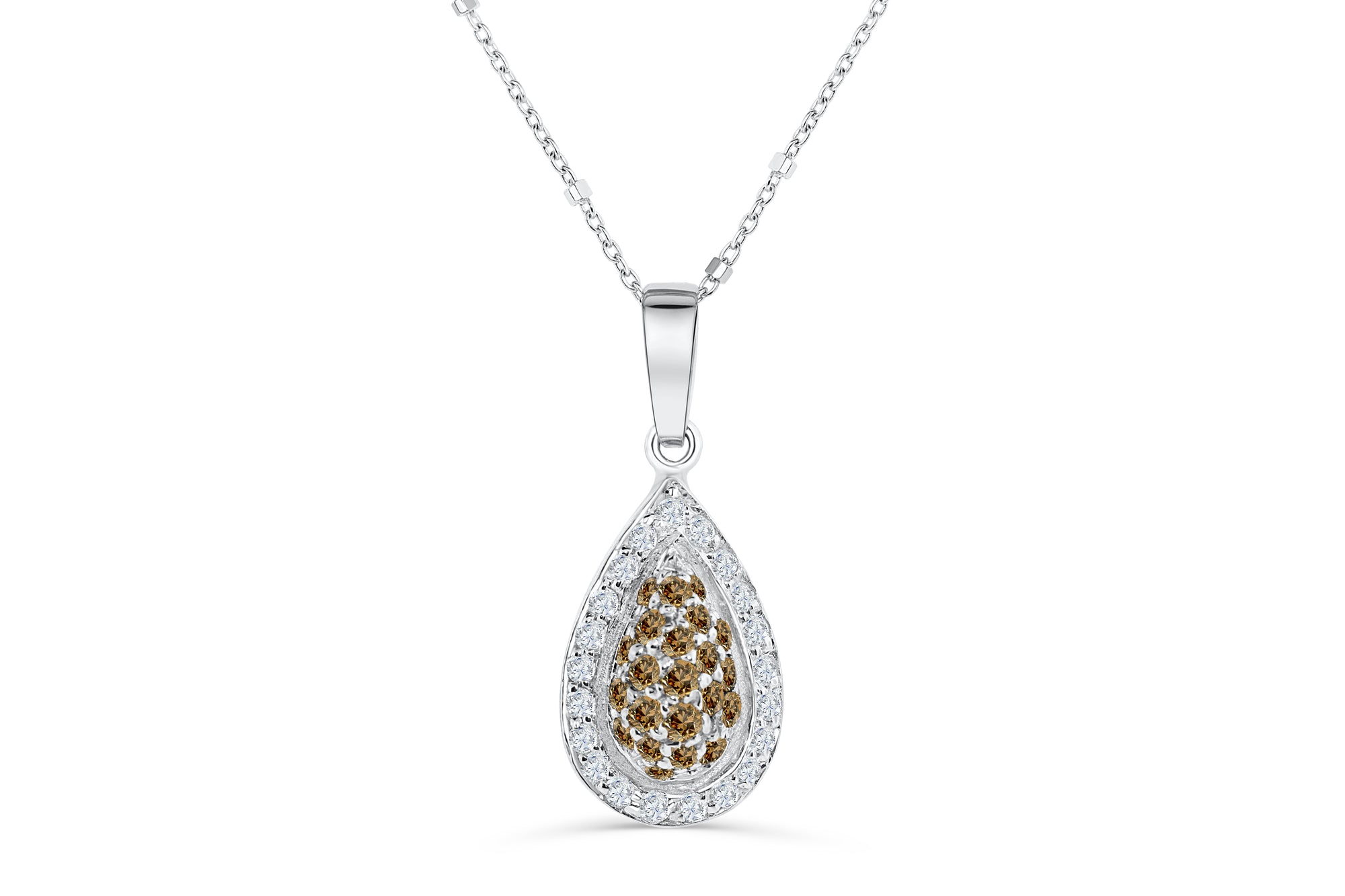 Halo Pave Chocolate Diamond Pendant 0.89 CT TW 14K White Gold DPEN051 - NorthandSouthJewelry
