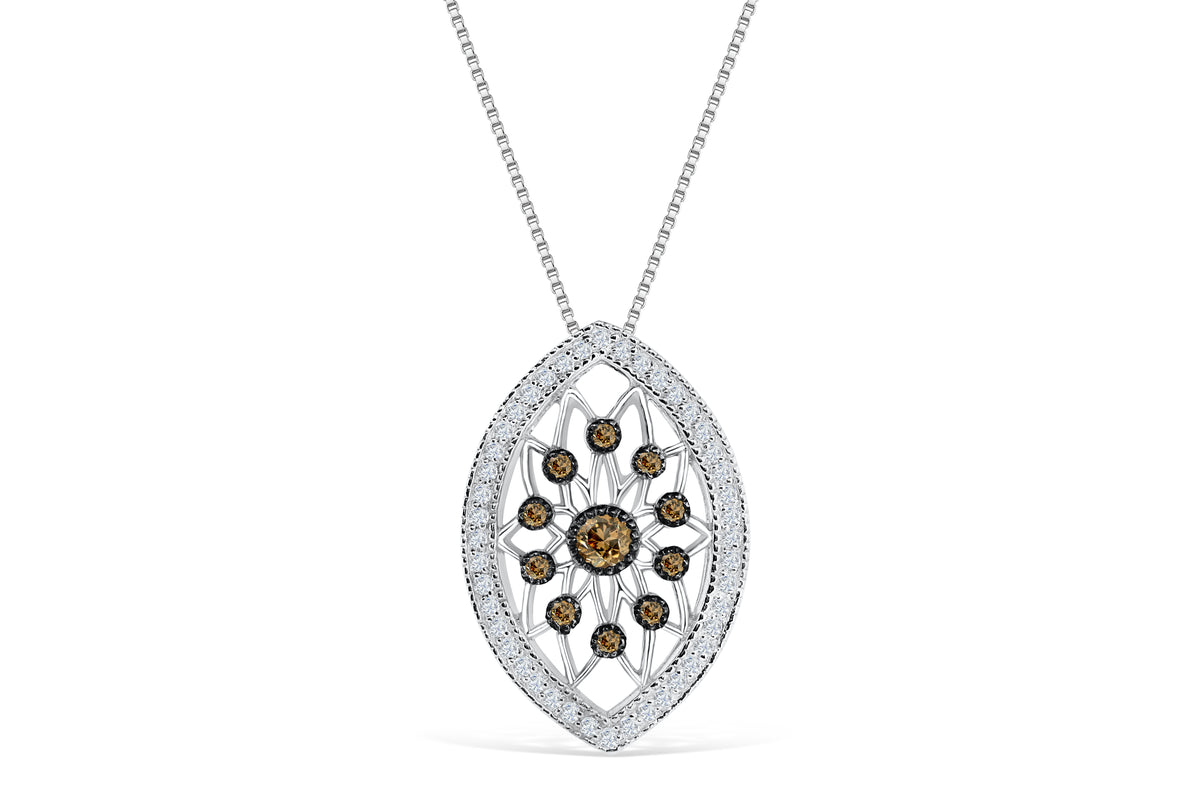 Chocolate Diamond Pendant 0.63 CT TW 14K White Gold DPEN052 - NorthandSouthJewelry