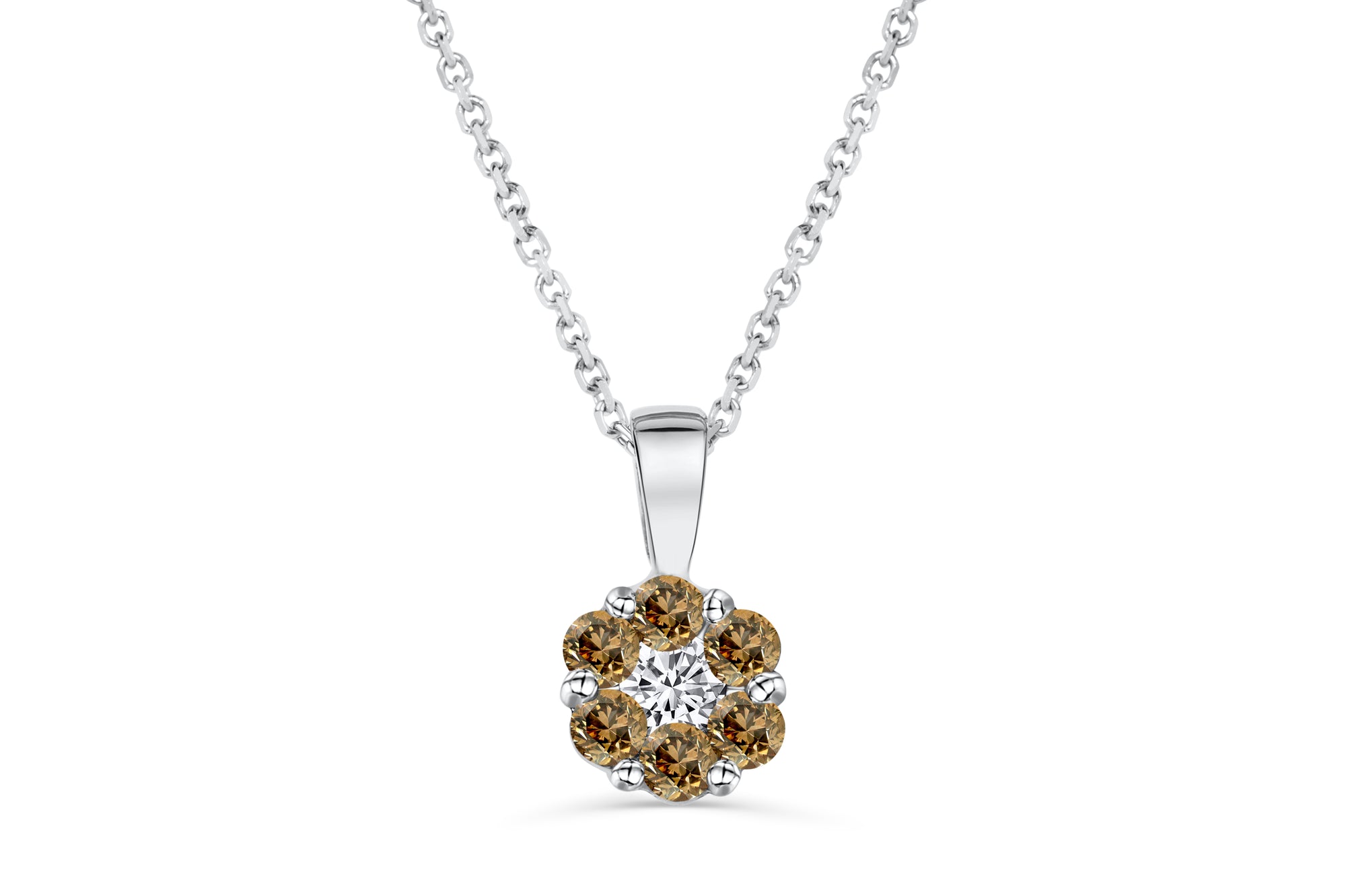 Cluster Chocolate Diamond Pendant 0.31 CT TW 14K White Gold DPEN053 - NorthandSouthJewelry
