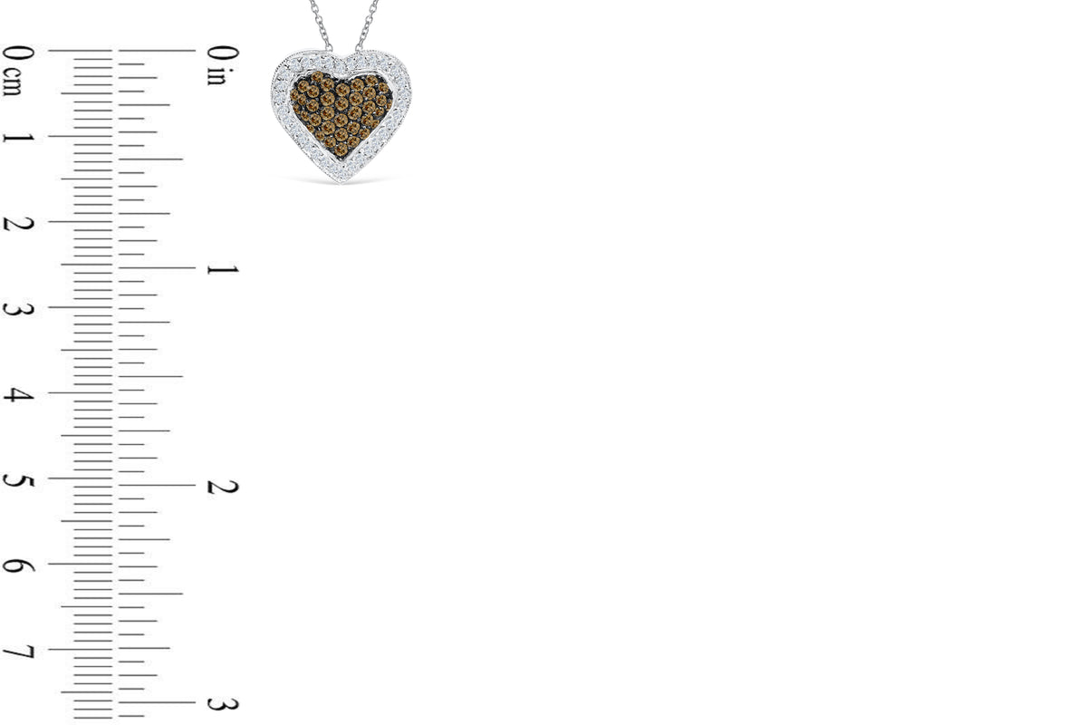 Chocolate Diamond Heart Pendant 0.80 CT TW 14K White Gold DPEN054 - NorthandSouthJewelry